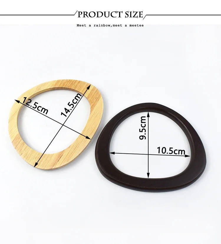 2/4Pcs Deepeel 14.5*12.5cm D Shape Women's Handbag Wooden Handle Handcrafted Woven-Bag Purse Wrist Handles DIY Bags Accessories
