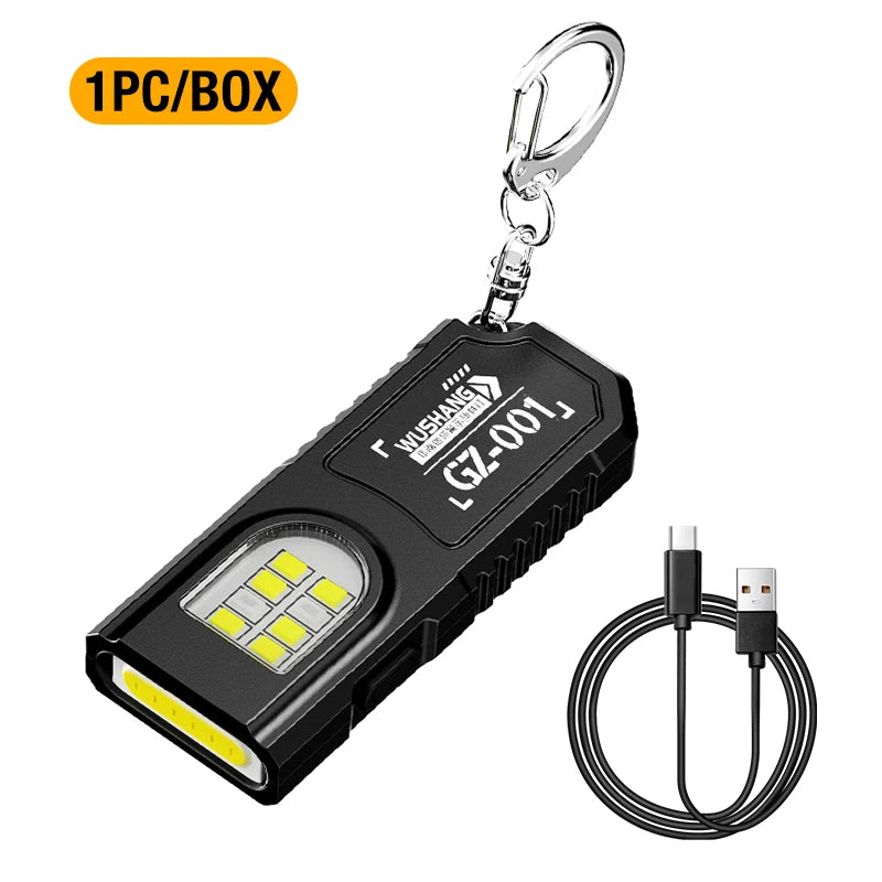 Lampe Torche Porte-Clés LED COB Rechargeable USB | Clip Stylo & Base Magnétique | Mini Lanterne Outdoor