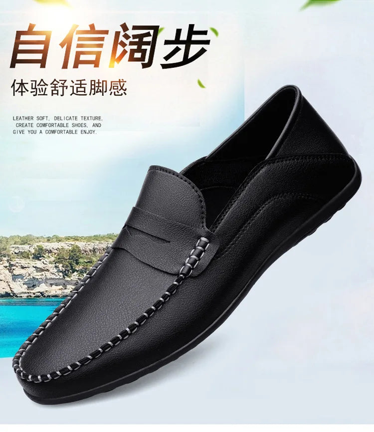 Mocassins Homme Mariage | Cuir Fendu Blanc | Chaussures Conduite Légères | Slip-On Casual Élégant 2026