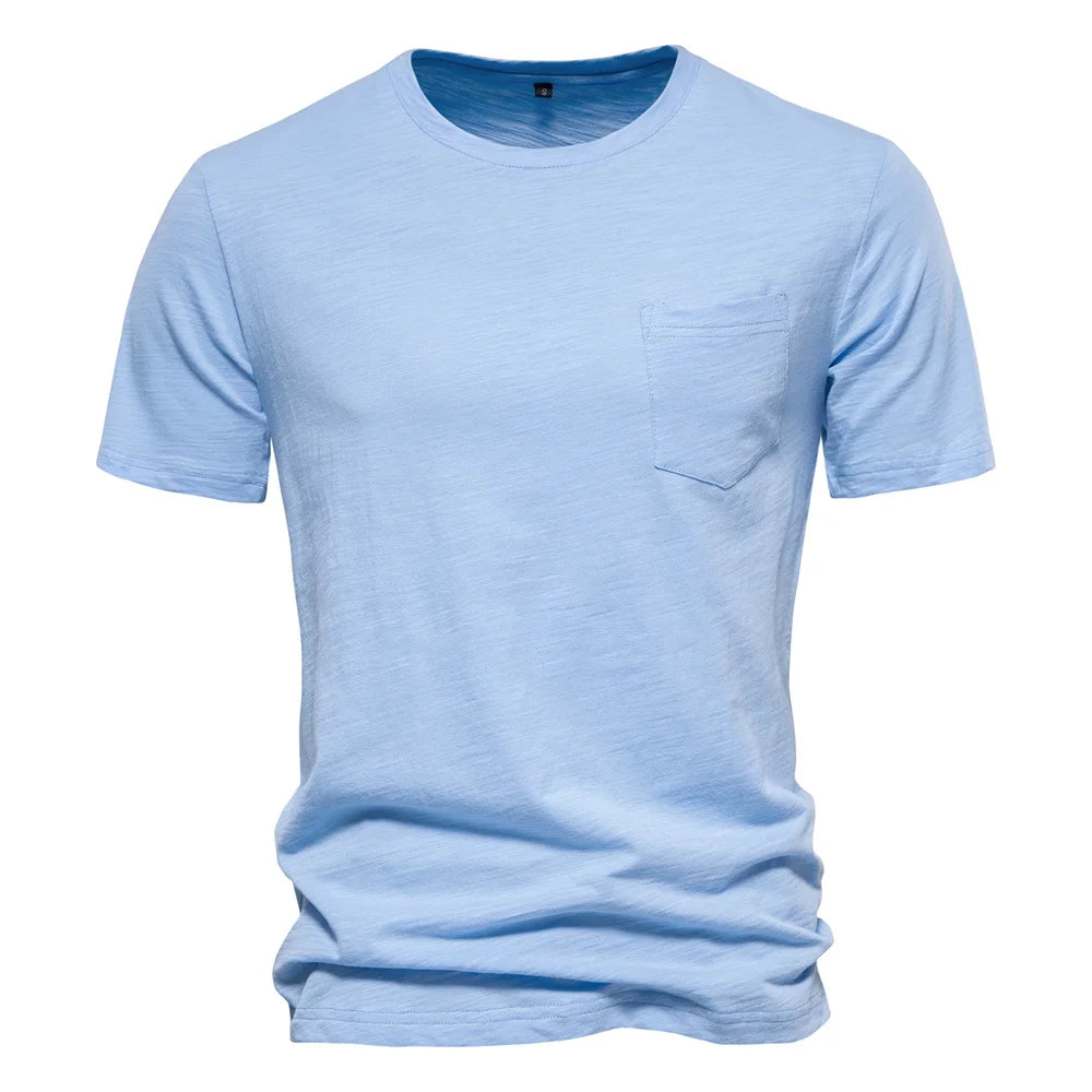 T-Shirt Homme 100% Coton | Col Rond | Manches Courtes | Uni Casual | Doux & Confortable | Été