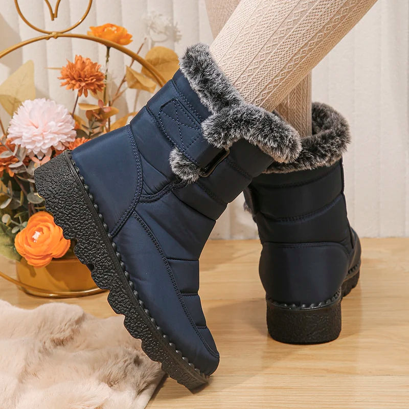 Bottes de Neige Femme 2026 | Fausse Fourrure Peluche | Cheville | Antidérapantes | Grande Taille