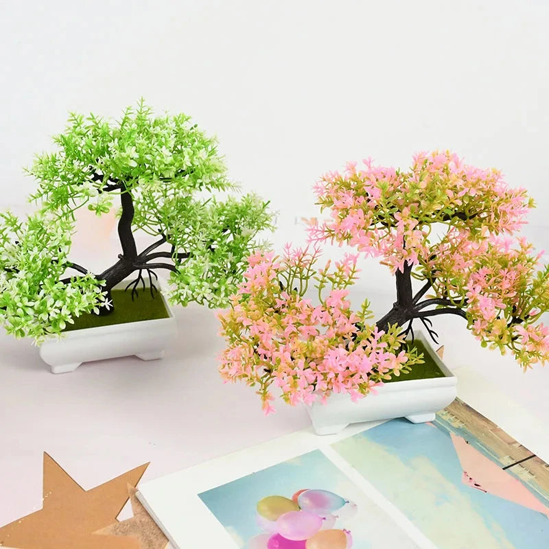 Bonsaï Artificiel Pot | Arbre Faux Fleurs | Décoration Bureau, Salon & Hôtel
