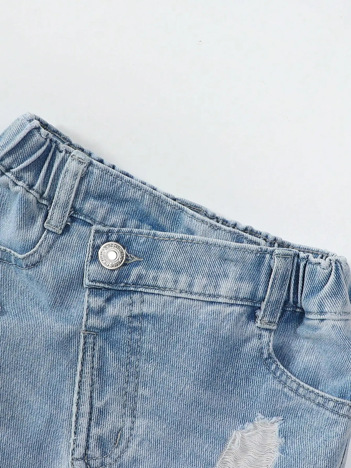Girls Casual Style Sleeveless Top with Distressed Denim Skirt Set - Trendy Outfit for Kids