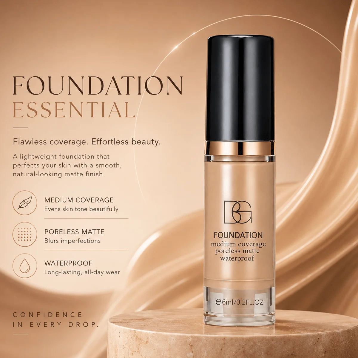 Facial Makeup Set:1pc Matte Loose Powder+1pc Waterproof Fundation,High-Coverage,Long-Lasting,Oil Control,Creat Natural Looks.