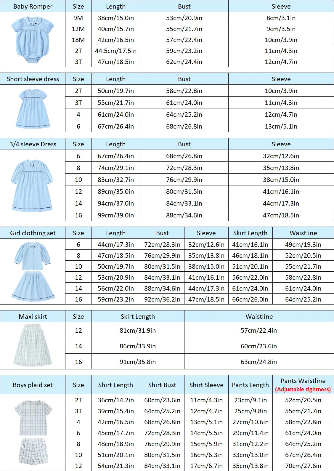 Tenue Famille Assortie AP Barcelone | Robe Fille Broderie & Ensemble Garçon Carreaux | Collection Bleue