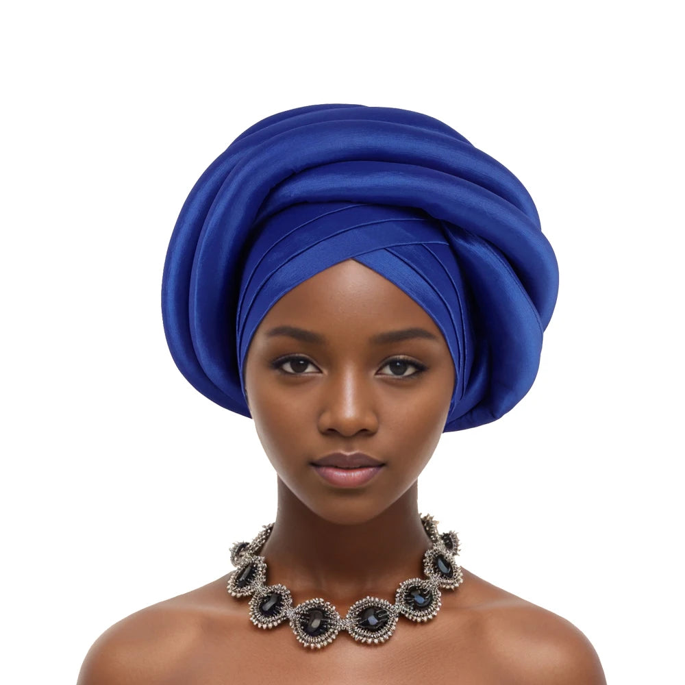 Turban Tressé Africain | Soie Lagos Autogele | Foulard Tête | Femme Africaine & Musulmane | Mariage & Fête | Headwrap