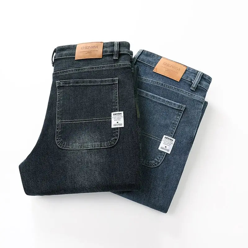 Jean droit ample en denim pour homme | Taille mi-haute