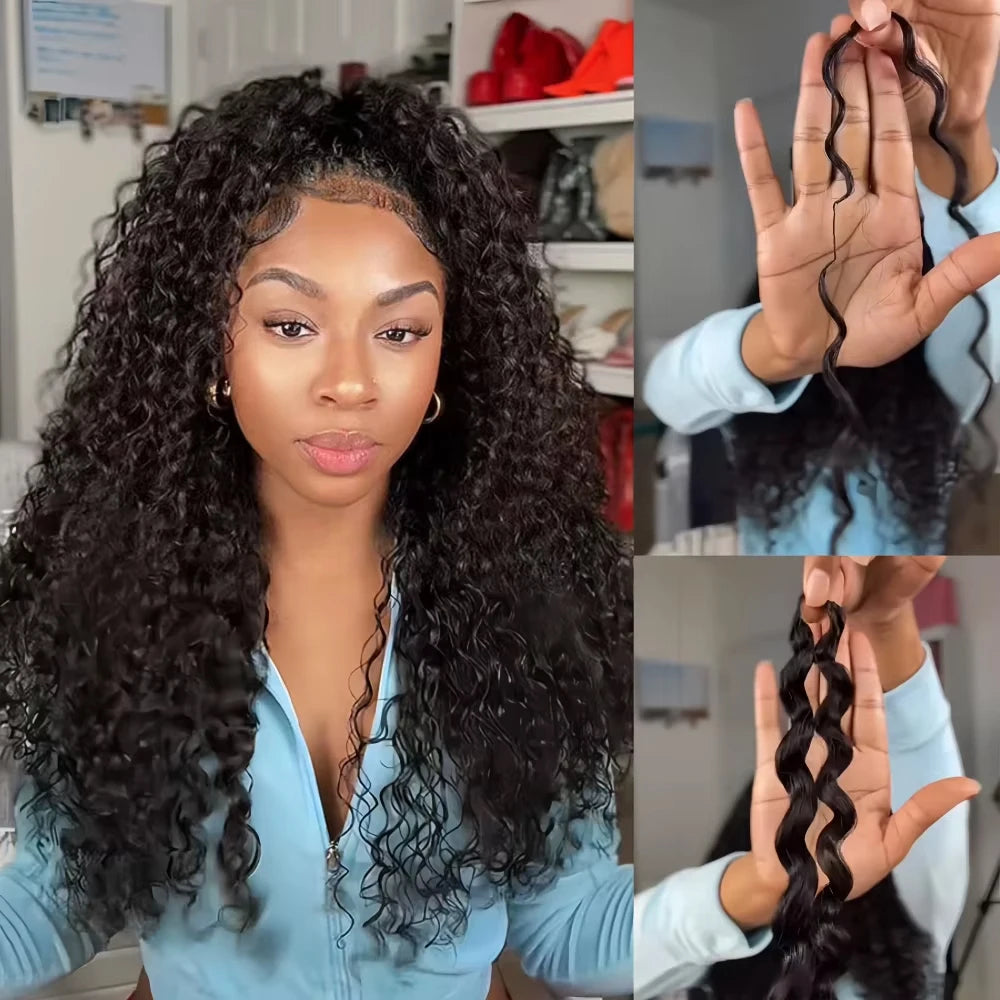 Extensions Crochet Cheveux Humains | Nœuds Invisibles | Pré-Loop | Deep Curly Wave | 14-22 Pouces | Femme