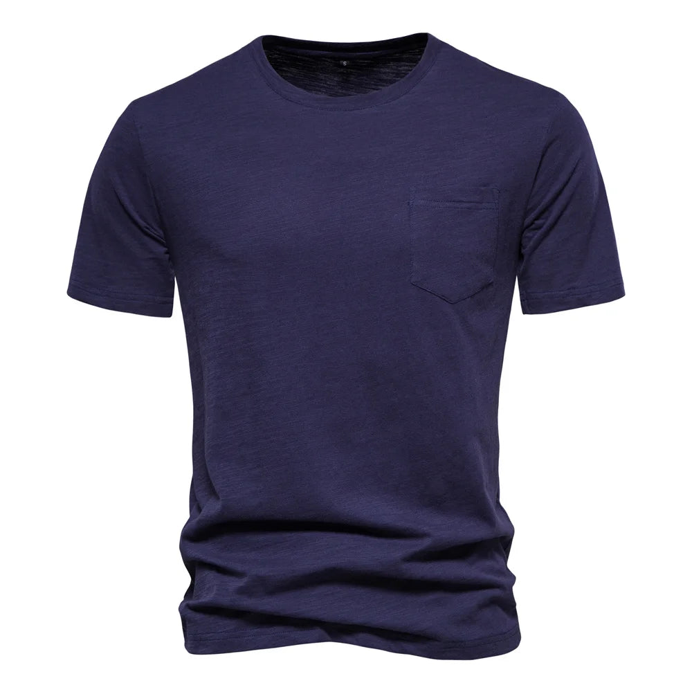 T-Shirt Homme 100% Coton | Col Rond | Manches Courtes | Uni Casual | Doux & Confortable | Été