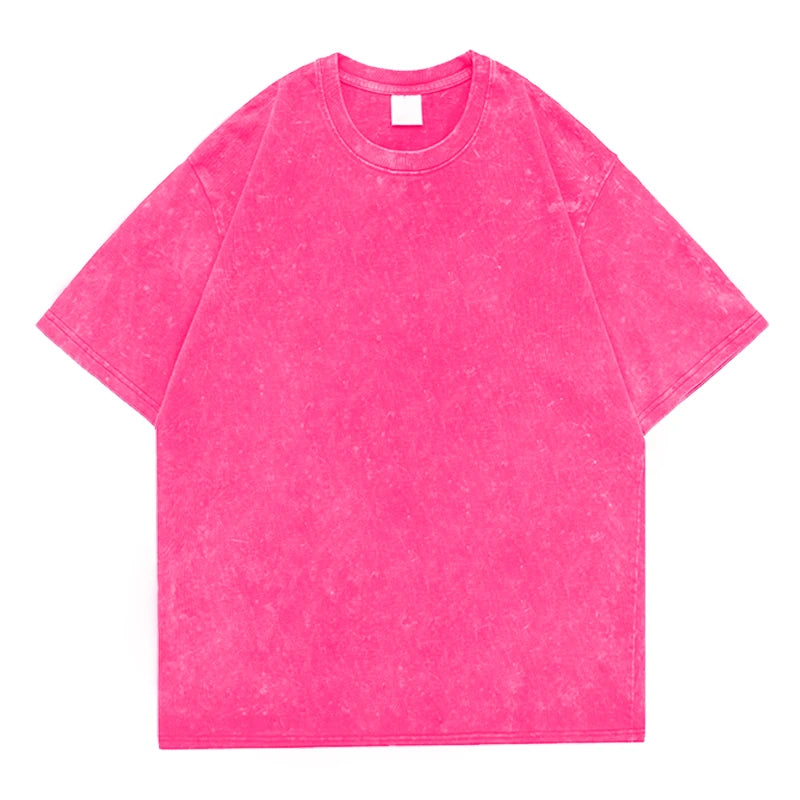 Men's Washed Vintage T-Shirts Street Hip Hop Retro Punk T Shirt Women Harajuku Casual Cotton Short Sleeve Acid Wash TShirts Top