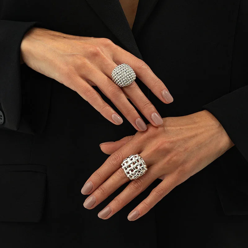 Bague Géométrique Carrée Ajustable | Vintage Irrégulière | Bijou Mariage Cadeau Femme 2025