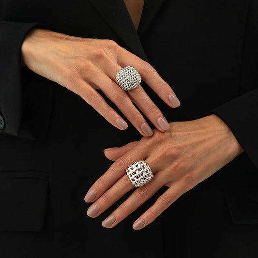 New Geometric Adjustable Open Rings for Women Fashion Vintage Irregular Square Chunky Knuckle Ring Wedding Jewelry Gifts