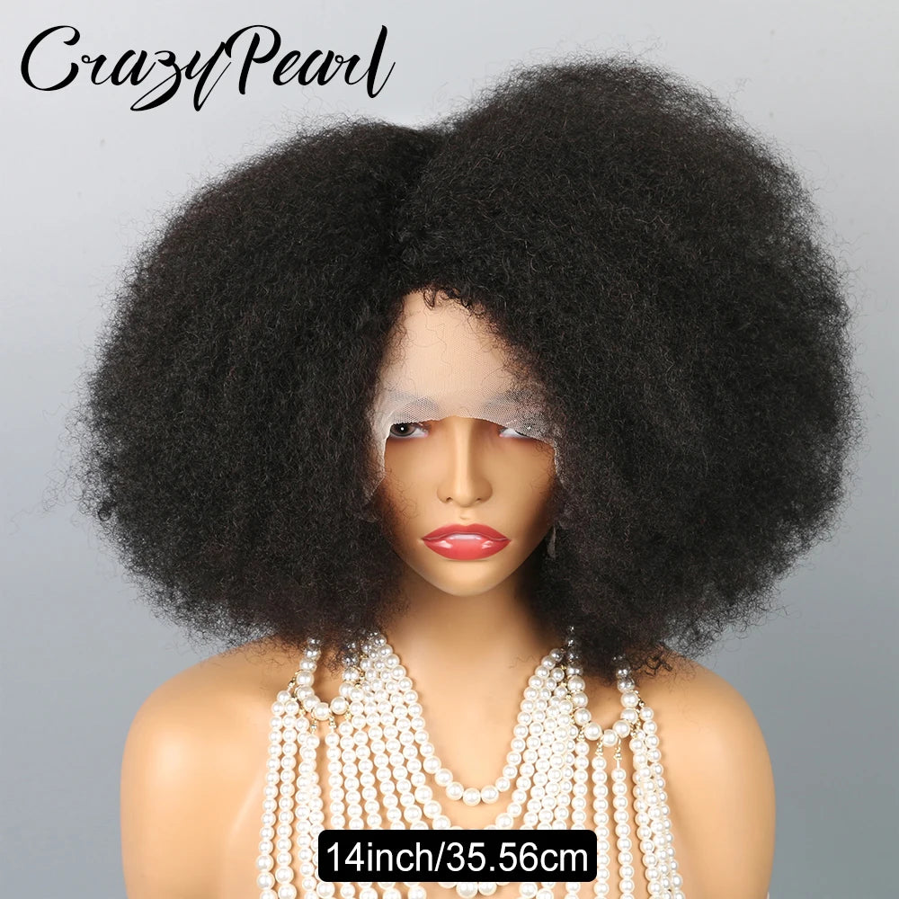 Perruque Afro Kinky Curly | 13x2 T Part Lace Front | 200% Densité | Mélange Cheveux Humains | Femmes Noires