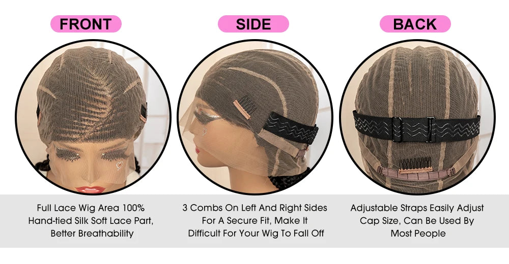 Perruque Tresses Cornrow Synthétique | Full Lace | Knotless Boucles Extrémités | Afro | Lace Frontal | Femmes Noires