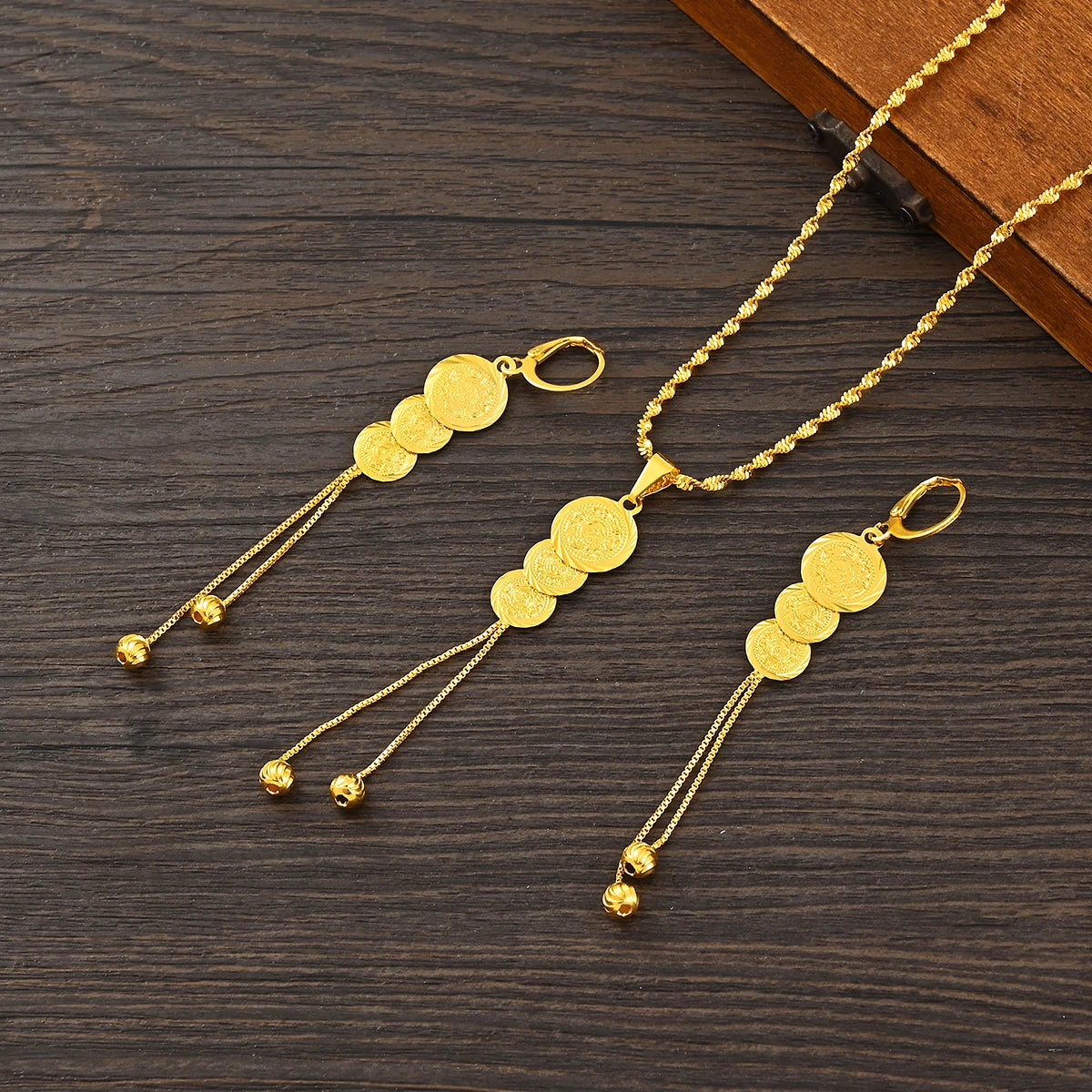 Fashion Jewelry Sets Classical Necklaces Earrings Set Gold Color Brass,Arab/Africa Wedding Bride's Dowry Women Girls Gifts