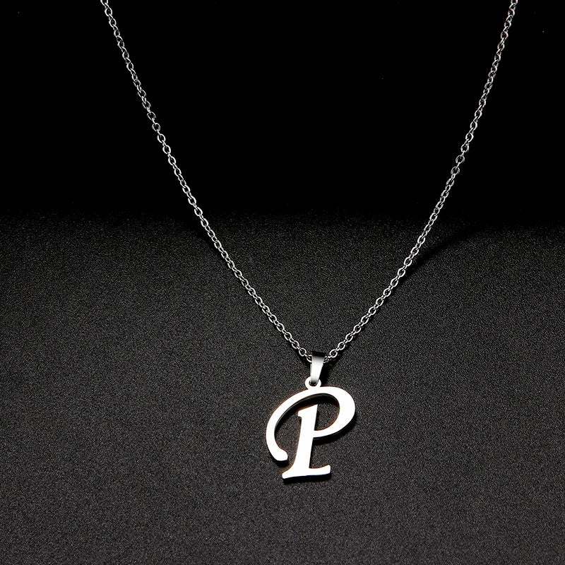 Collier Initiale Grand Alphabet A-Z | Acier 316L Minimaliste | Pendentif Femme | Cadeau Bijou