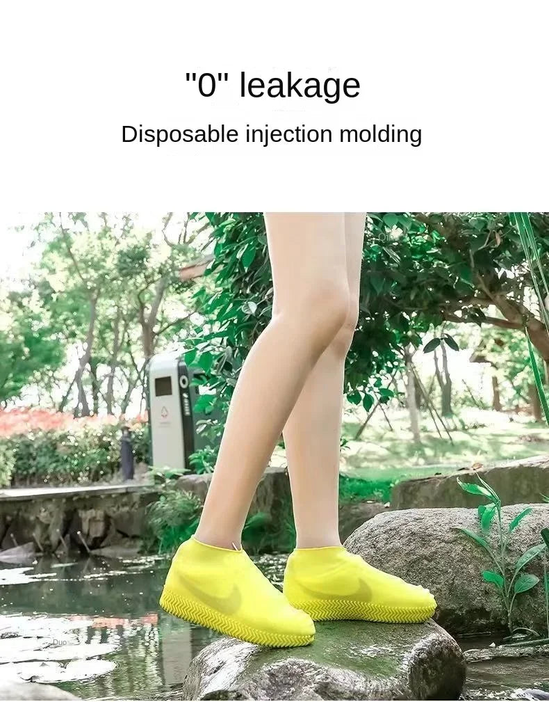 1 Pair Silicone Waterproof Shoe Covers Slip-resistant Rubber Rain Boot Rain Gear Overshoes Accessories for Outdoor Rainy Day