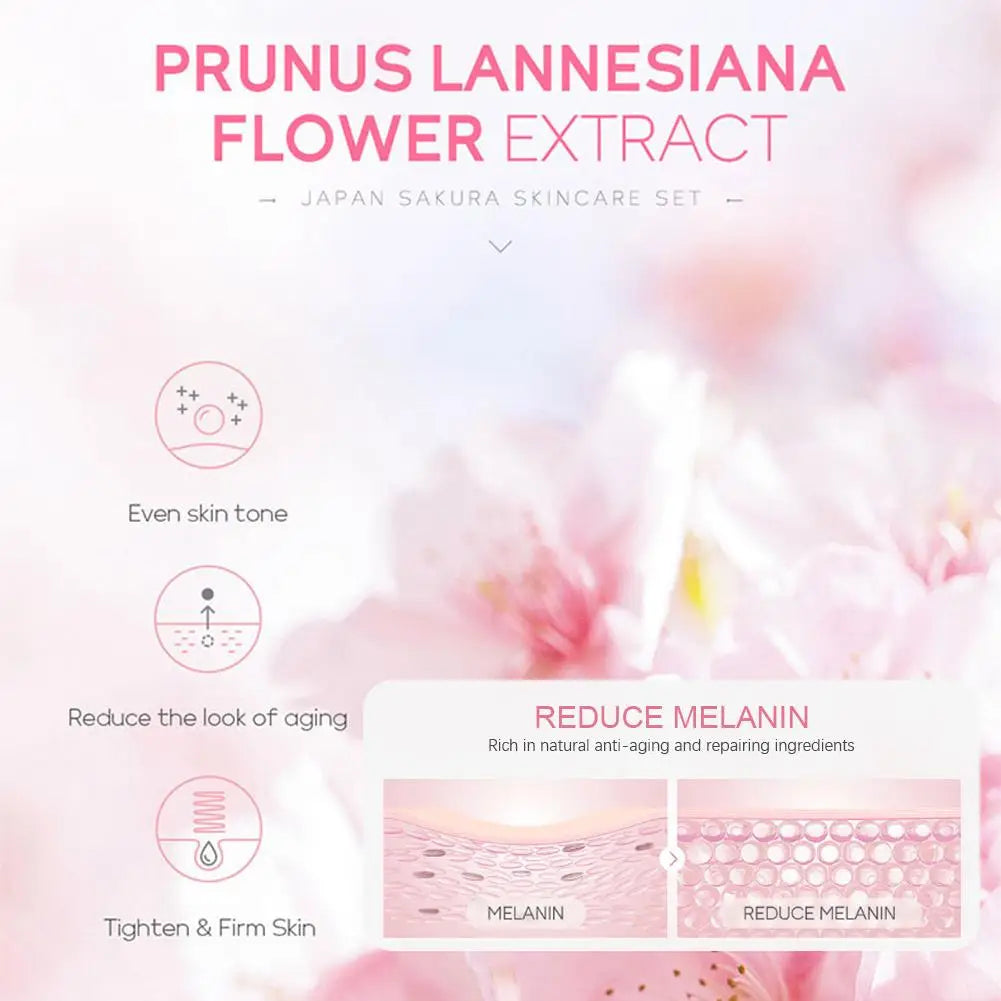 Sakura skin care sets with cleanser, serum, eye cream, facial cream, beauty products for women, travel skin care kit