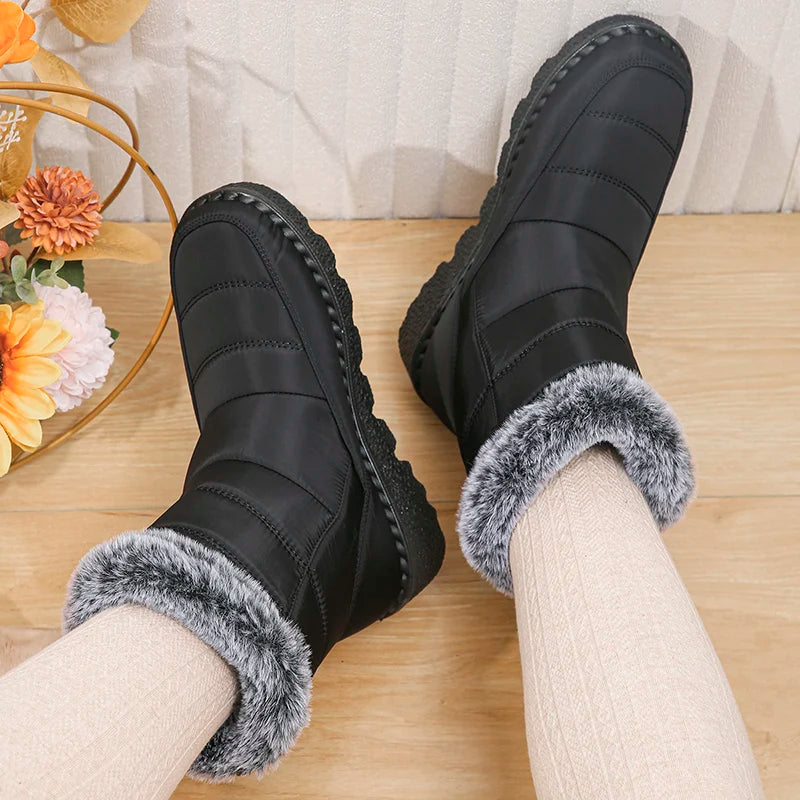 Bottes de Neige Femme 2026 | Fausse Fourrure Peluche | Cheville | Antidérapantes | Grande Taille