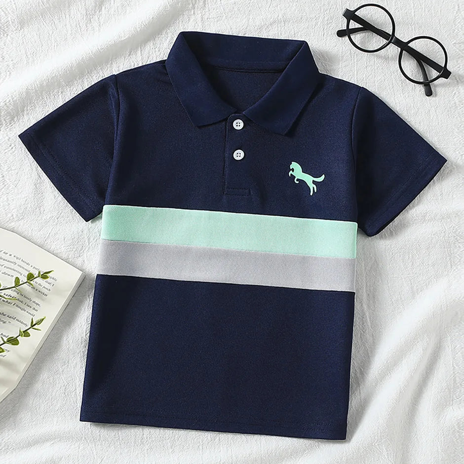 Polo POLO Garçon Été Multicolore | Set 3 Pièces | Manches Courtes Casual | Enfant Tendance