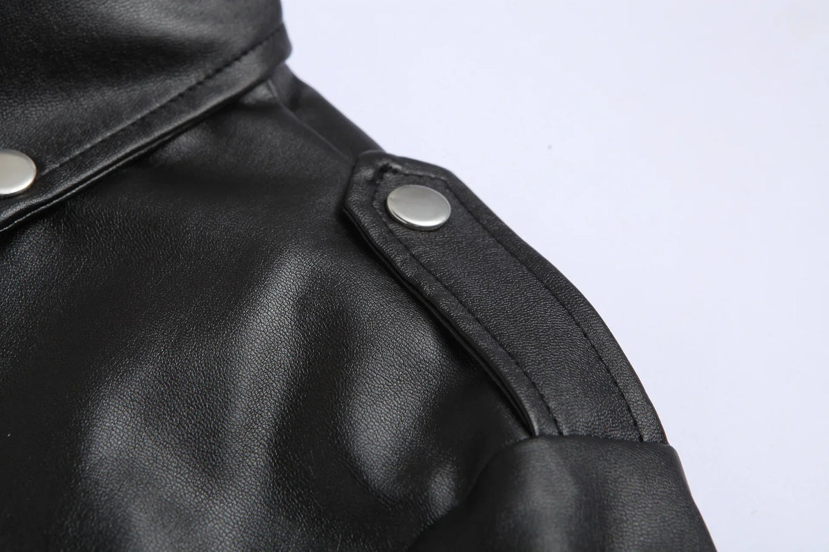 Men's PU Leather Jacket Motorcycle Fashion Slim Fit Leather Coat