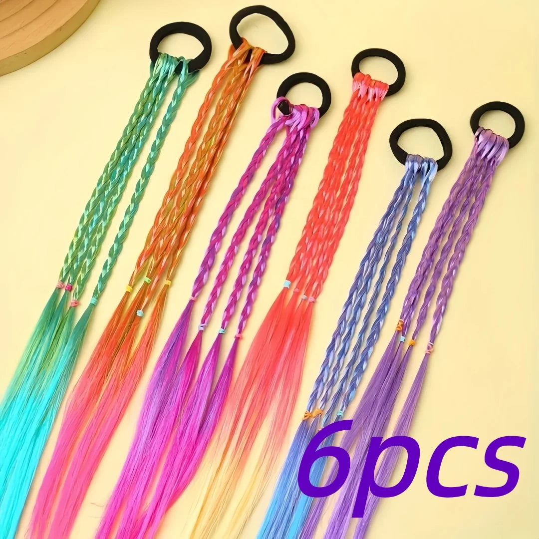 Lot de 6 Bandeaux Tressés Gradient | Accessoire Cheveux Enfant & Adulte | Couleurs Arc-en-Ciel
