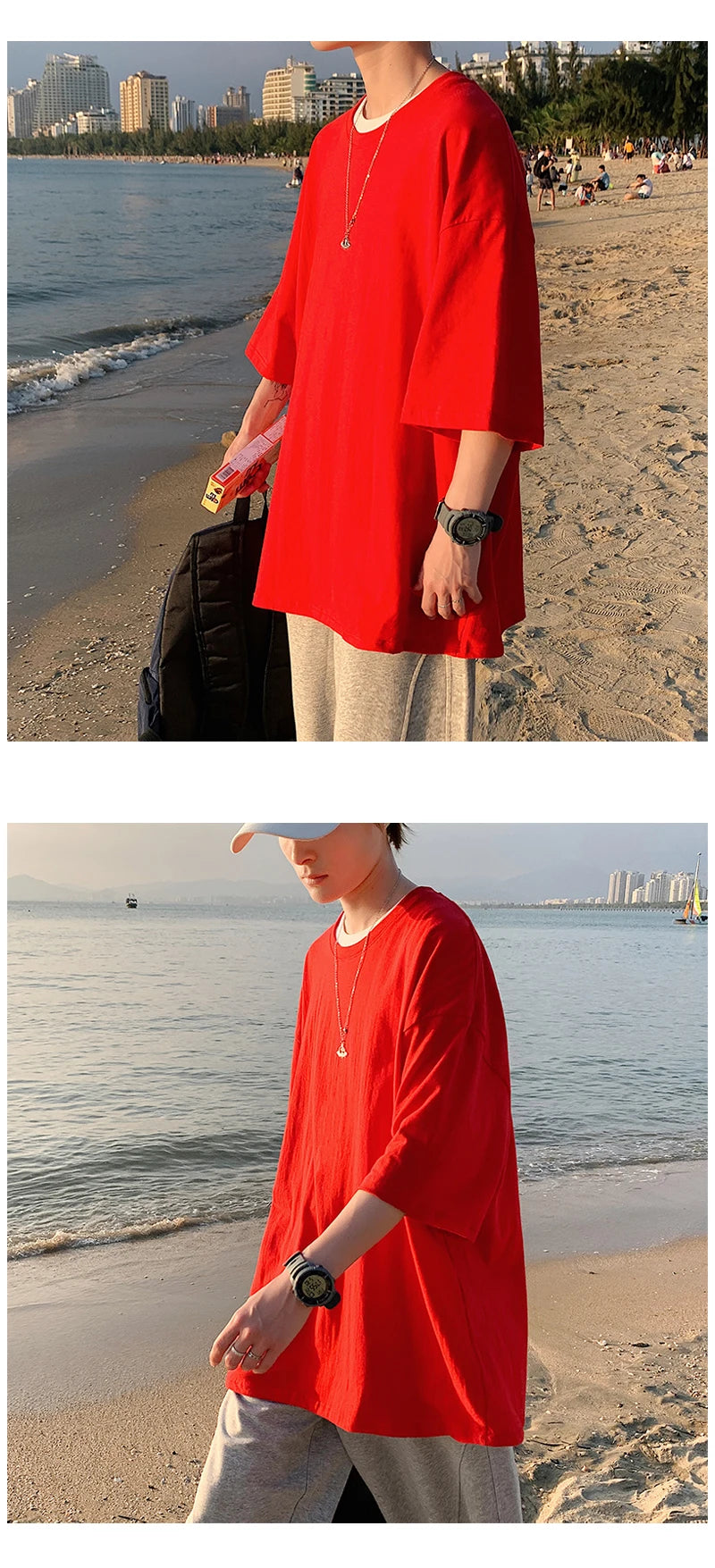 T-shirt ample uni en coton pour homme | Manches courtes | S à 5XL