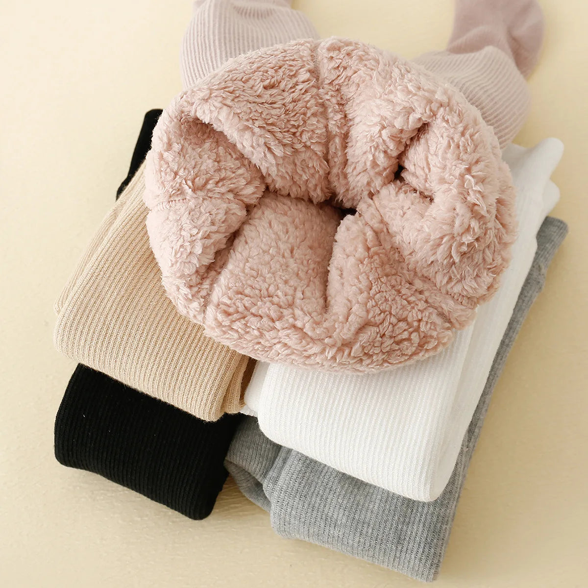 Collants Thermiques Bébé Fille | Doublure Polaire Rayée | Legging Épais Chaud Hiver Enfant