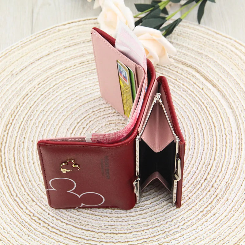 Portefeuille Femme & Fille | Dessin Animé Lettres | Porte-Monnaie Tri-Pliable Court | Mode Tendance