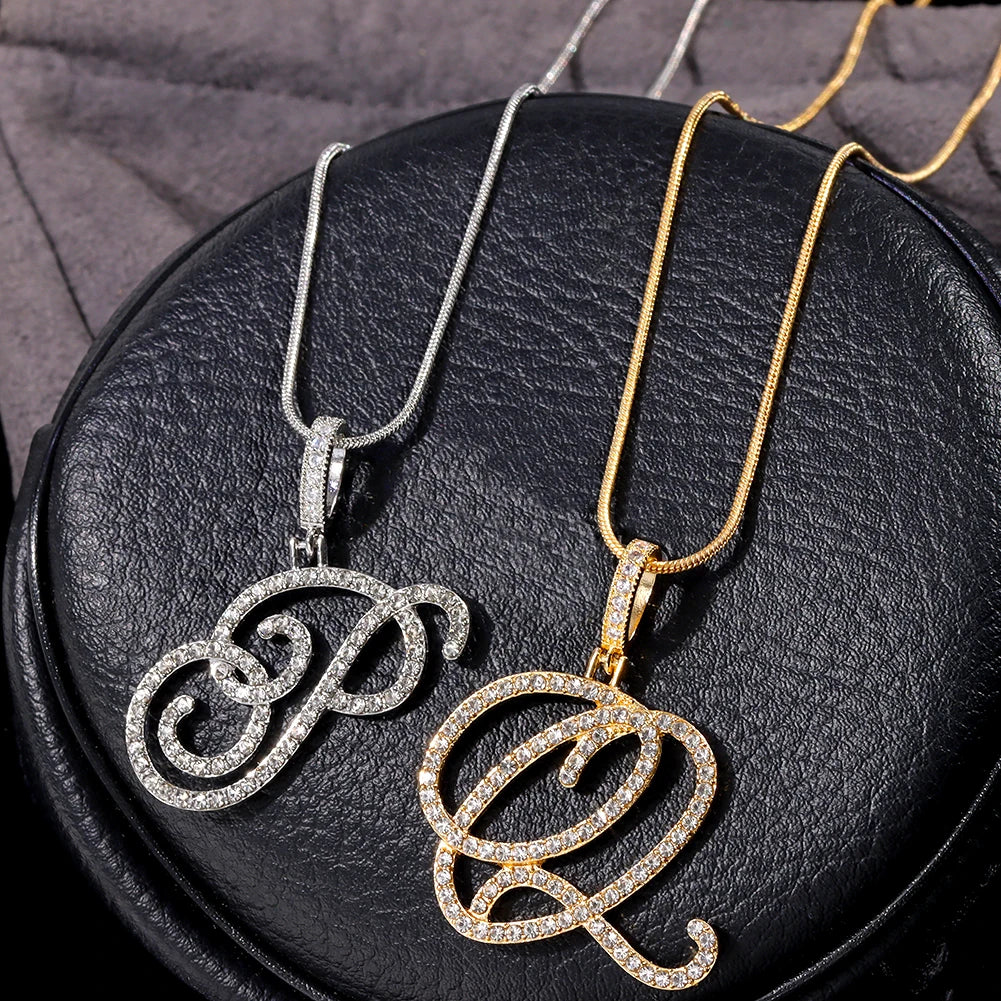 Collier Lettre Initiale A-Z Cursive | Chaîne Corde Simple | Cadeau Bijou Femme Tendance