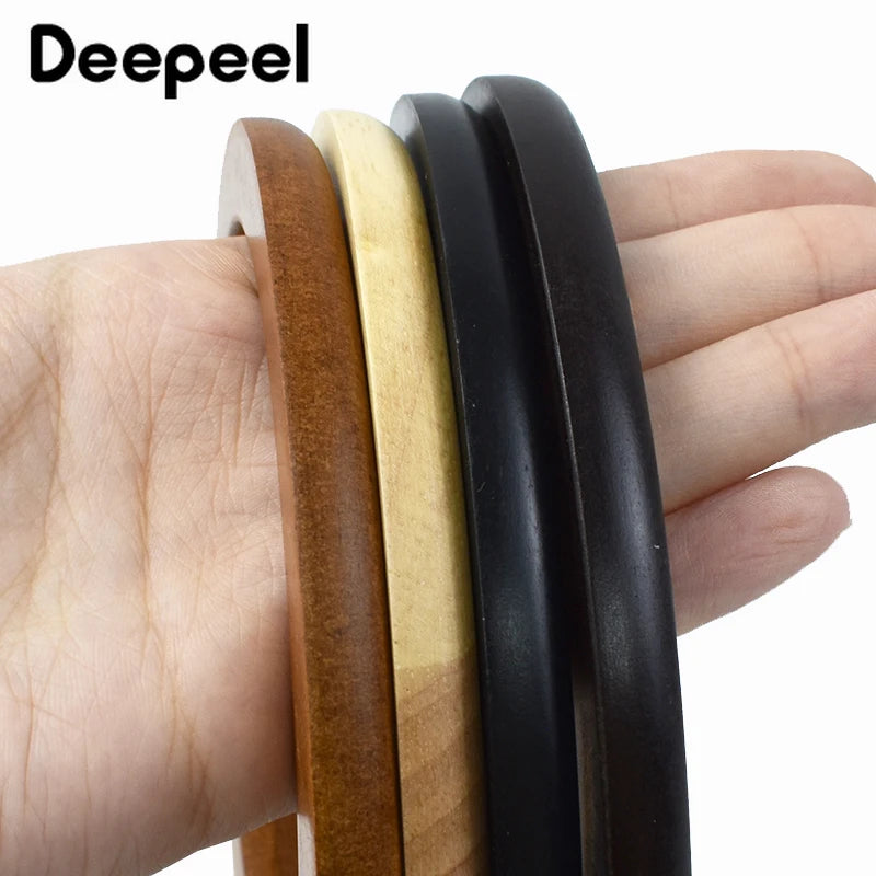 2/4Pcs Deepeel 14.5*12.5cm D Shape Women's Handbag Wooden Handle Handcrafted Woven-Bag Purse Wrist Handles DIY Bags Accessories
