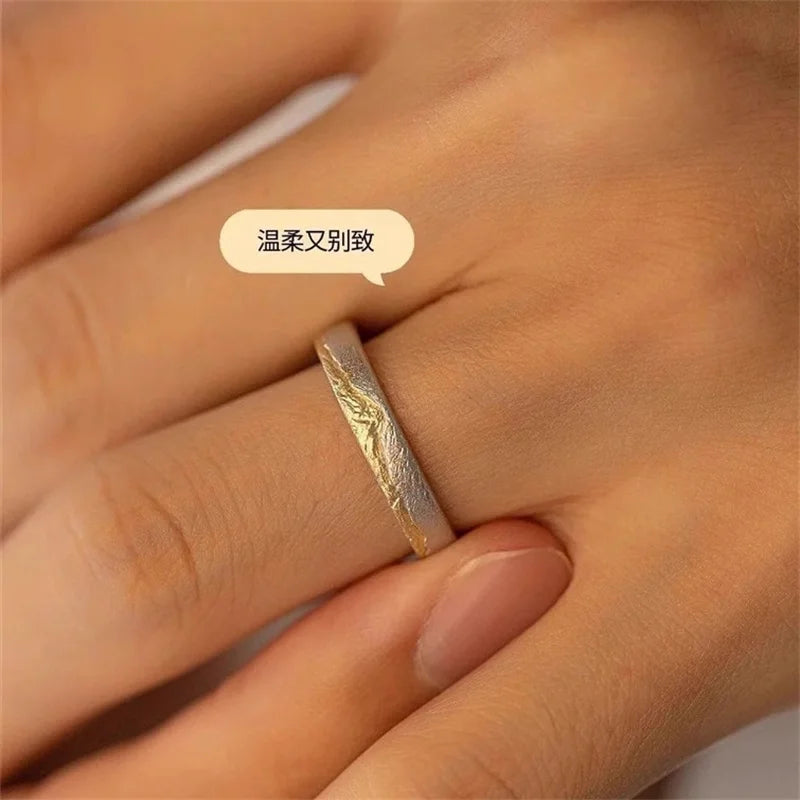 Men's Ring 925 Sterling Silver Jewelry Adjustable Trendy Gold Mountain Design Ring Male Index Finger Accessories
