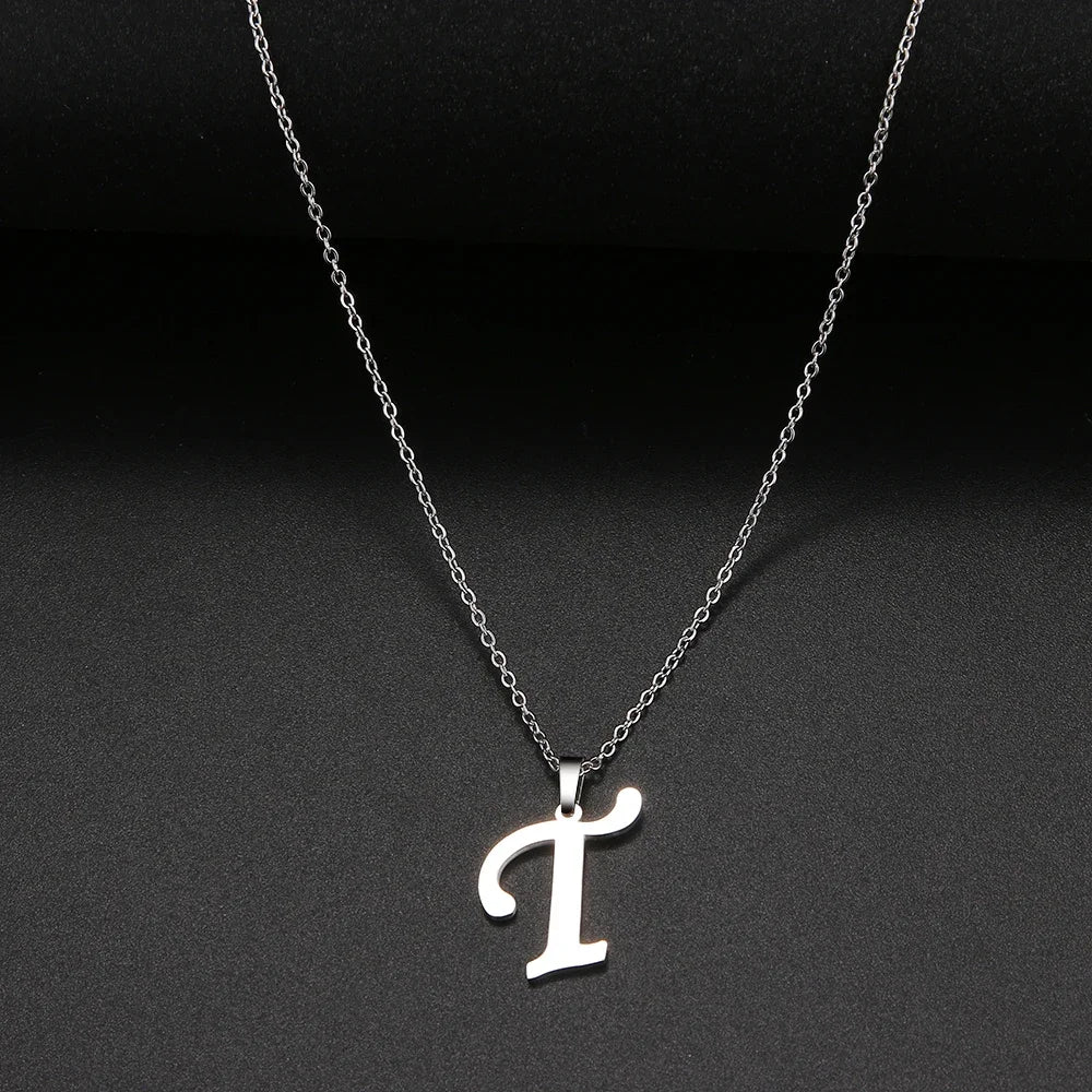 Collier Initiale Grand Alphabet A-Z | Acier 316L Minimaliste | Pendentif Femme | Cadeau Bijou