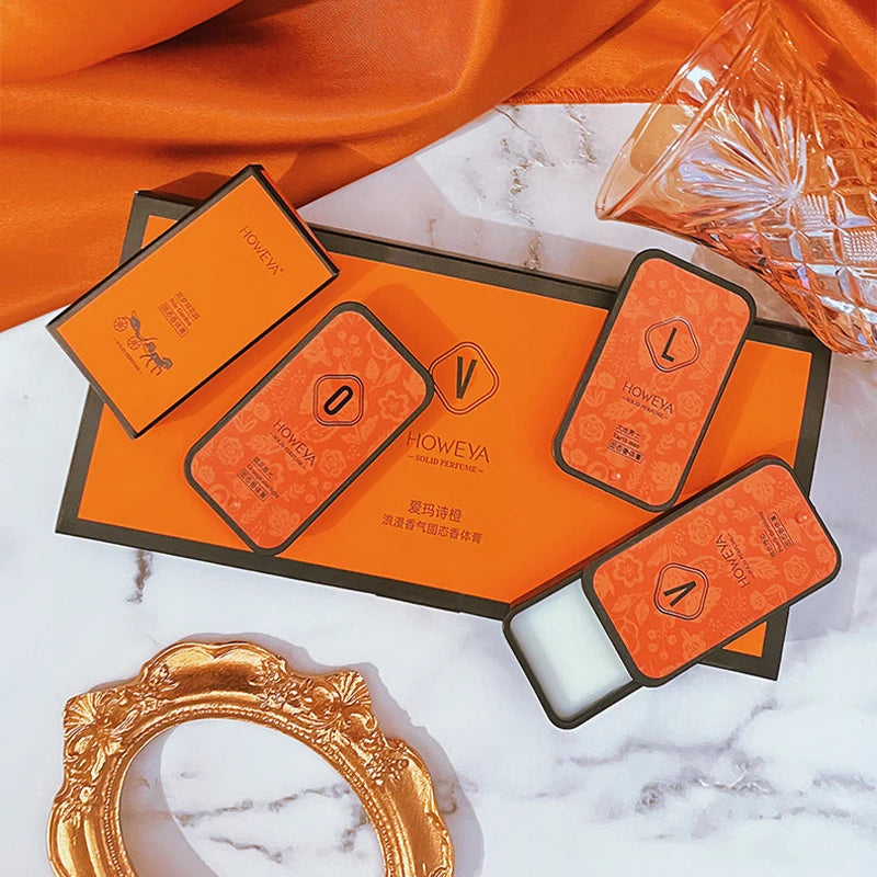 4-Piece Solid Perfume Set, Floral and Fruity Fragrance, Long-lasting, Light and Portable, Ideal for Gifting/Daily Use