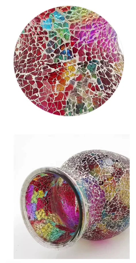 Vase Bohème Mosaïque Verre | Style Européen | Décoration Salon, Chambre & Entrée