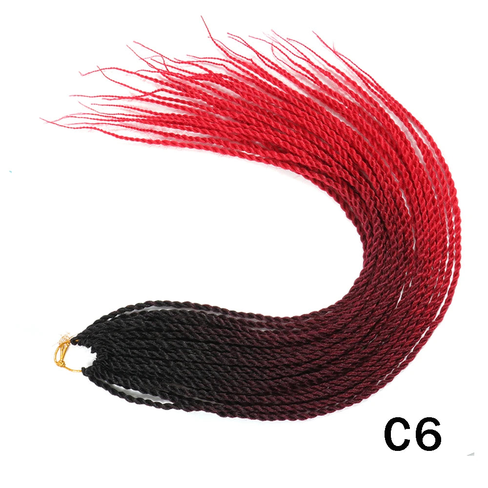 Tresses Senegalese Twist Crochet Synthétiques 24 Pouces | Brun | 30 Racines | Extensions Femme