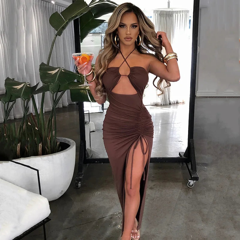 Sleeveless Sexy Female Midi Backless Dresses Slim Night Club Party Women's Dress Bodycon Elegant Dresses for Women