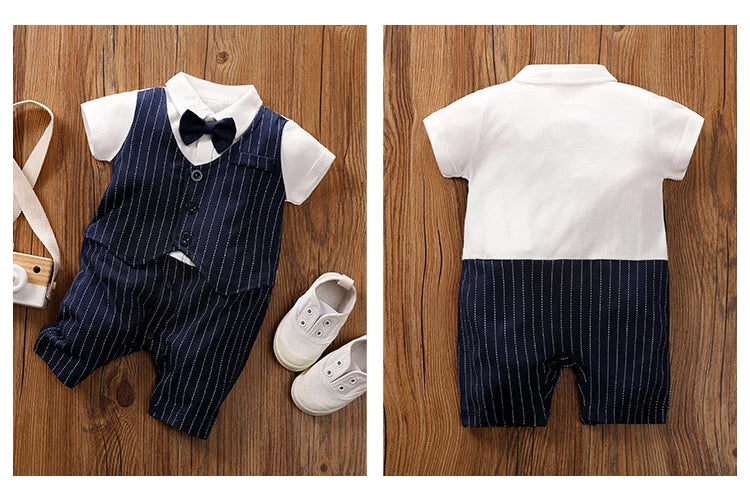 Body Bébé Style Gentleman | Coton Doux Confortable | Manches Courtes | Fille & Garçon | 0-18 Mois (v2)