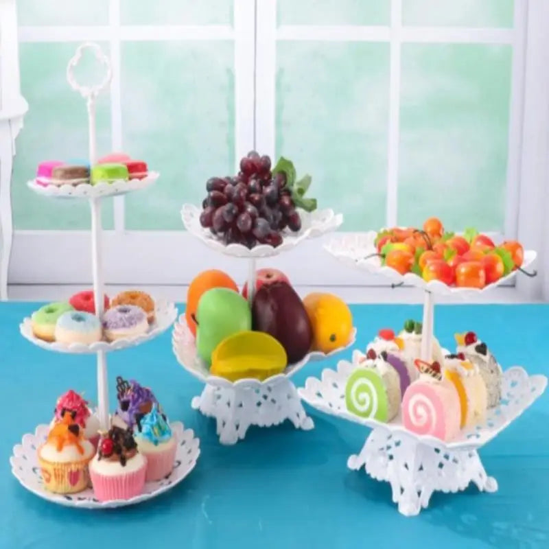 European Style Three-Tier Cake Tray Snack Stand Fruit Plate Birthday Party Decoration Supplies Wedding Dessert Table Cake Stand