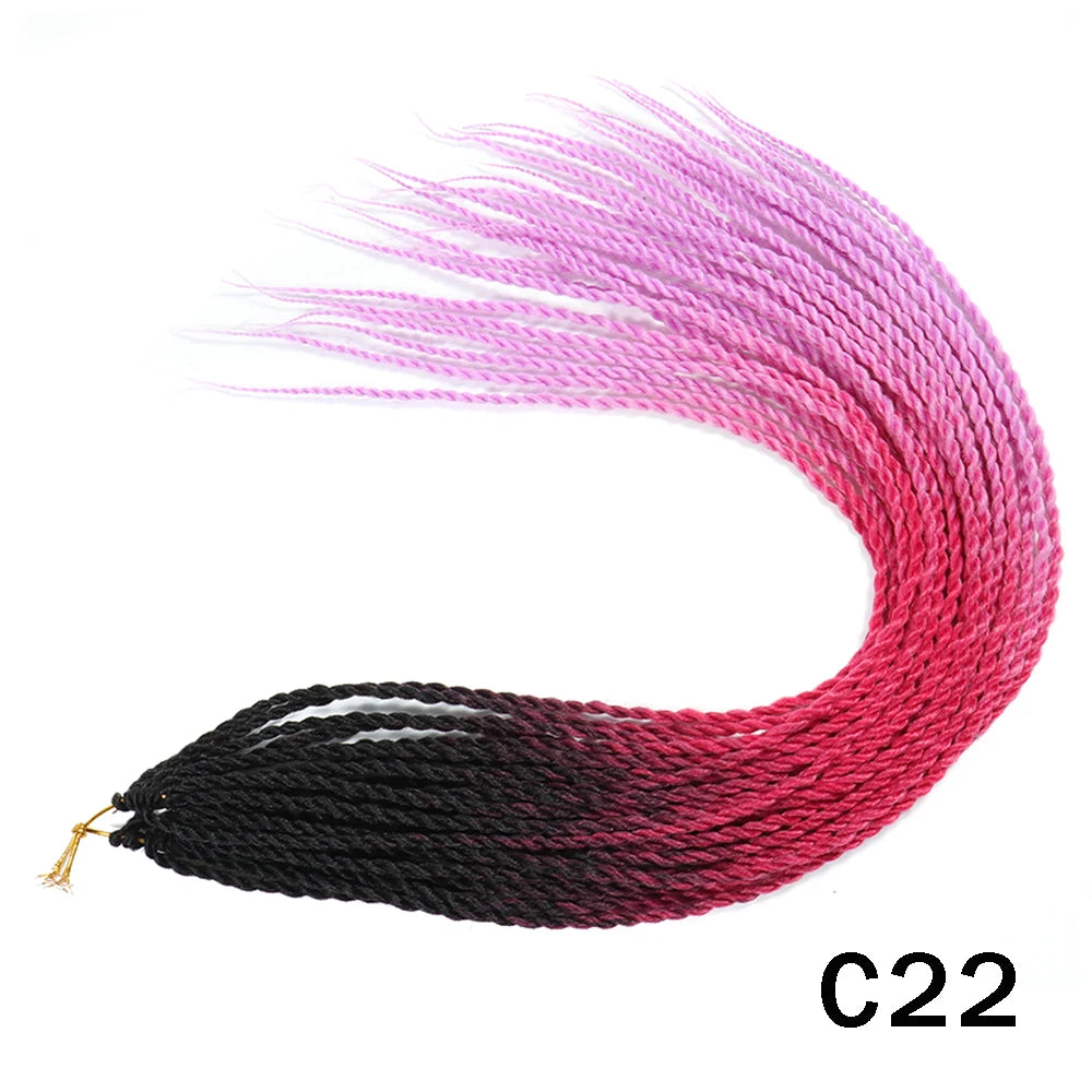 Tresses Senegalese Twist Crochet Synthétiques 24 Pouces | Brun | 30 Racines | Extensions Femme