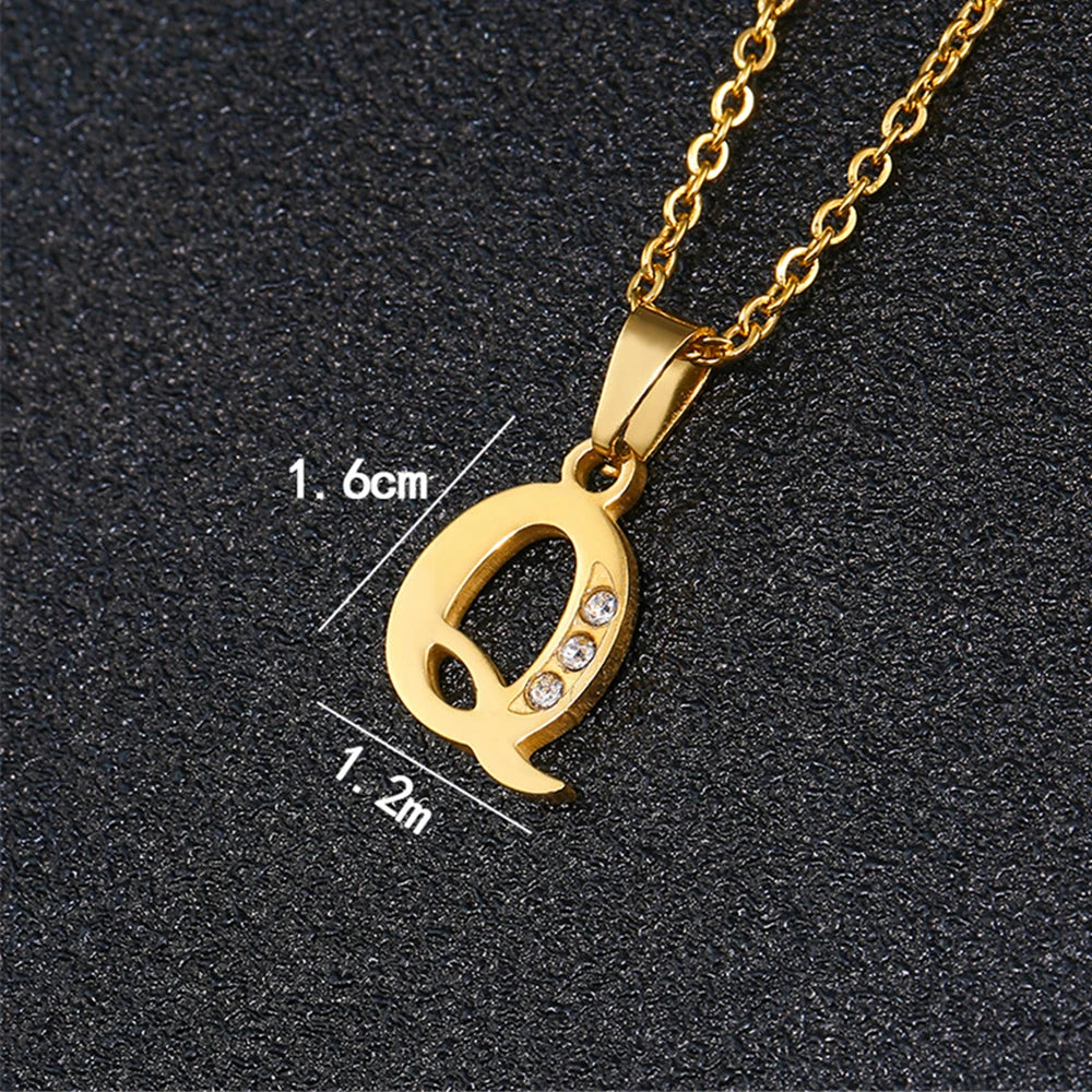 Initial A-Z Letter Name Pendant Necklace Gold Color Stainless Steel Small Alphabet Necklace For Women Jewelry Birthday Gift