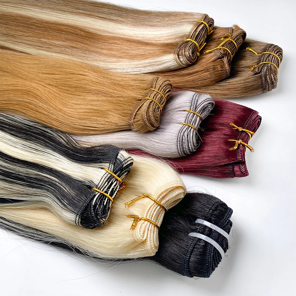 Tissage Weft Remy Européen | Lisse & Bouclable | Blonde Naturelle | 18-30 Pouces | Extensions Salon