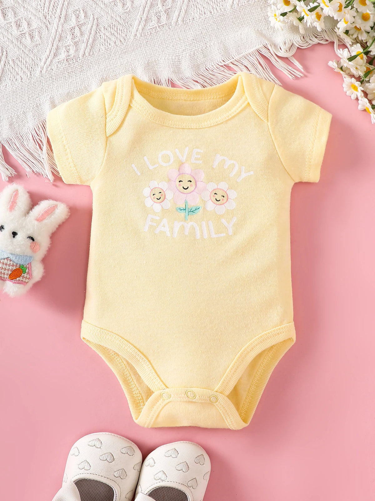 3-Piece Baby Bodysuits | 100% Cotton | Pink LOVE Print | For 0-9 Months Infants