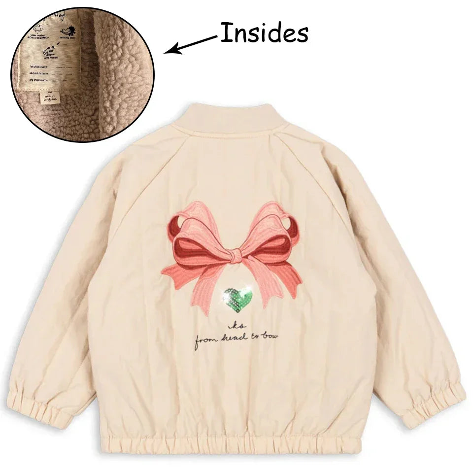 Manteau Polaire Paillettes Fille | Laine d'Agneau | Broderie Garçon | Vêtement Enfant Hiver