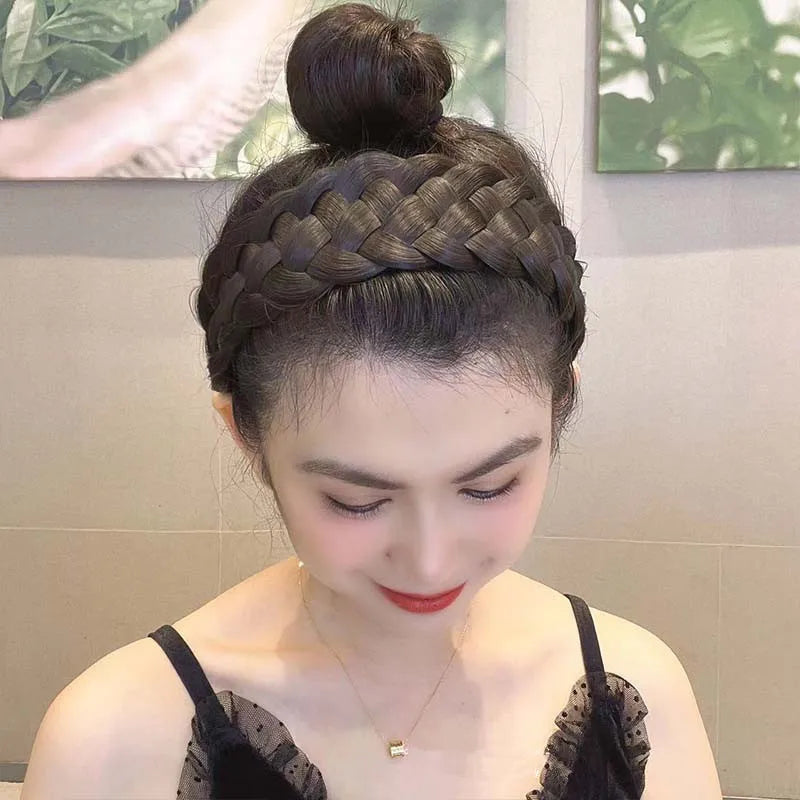 Wig Braided Headband Five-Strand Braided Wide-Brimmed Hairband Women's Hair Accessories