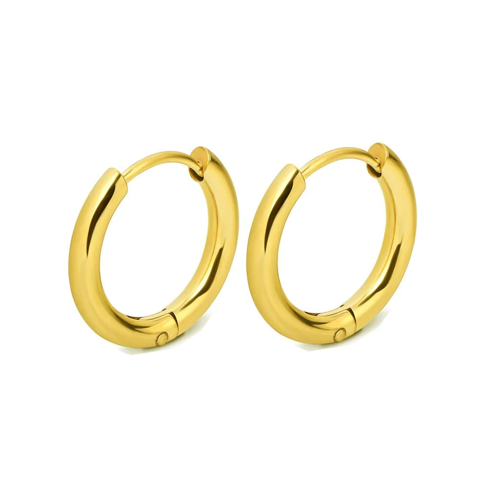 Boucles d'Oreilles Créoles Acier Inoxydable | Petites Couleur Or | Femme Homme Fille | Piercing Cartilage | Bijou Mode