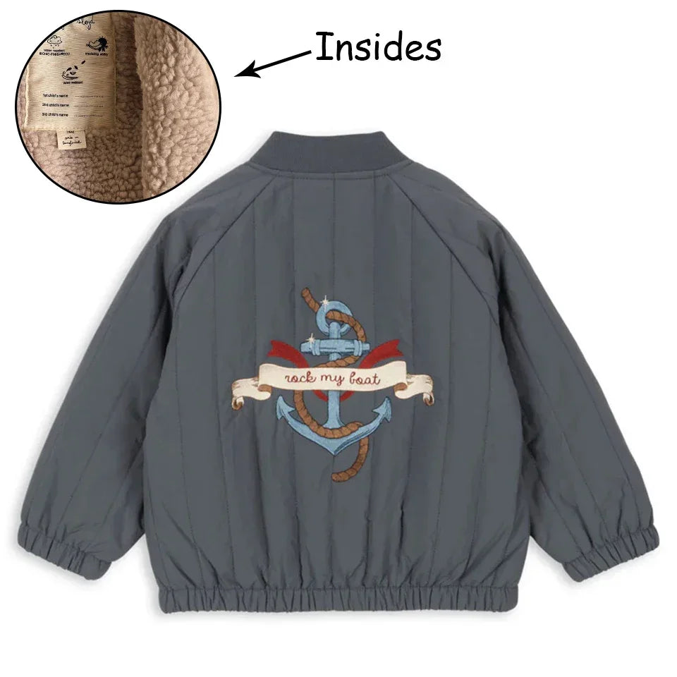 Manteau Polaire Paillettes Fille | Laine d'Agneau | Broderie Garçon | Vêtement Enfant Hiver