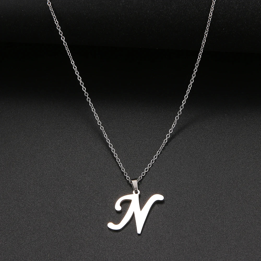 Collier Initiale Grand Alphabet A-Z | Acier 316L Minimaliste | Pendentif Femme | Cadeau Bijou