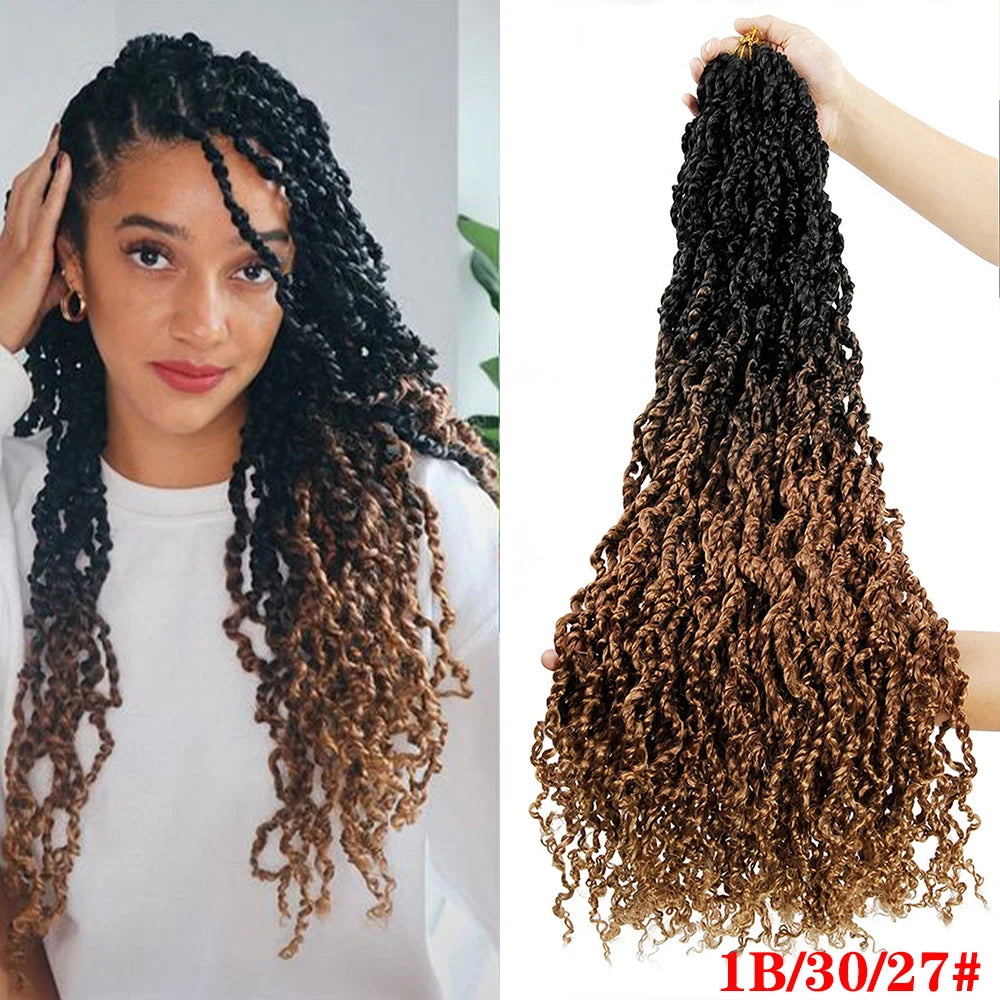 Tresses Crochet Senegalese Twist Bouclées Longues | Ombre Brun Blonde | Pré-Loop | Passion Twist | Synthétique