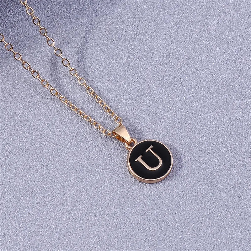 Collier Pendentif Initiales Femme | 26 Lettres A-Z Émail | Bijou Tendance Cadeau Anniversaire Fille